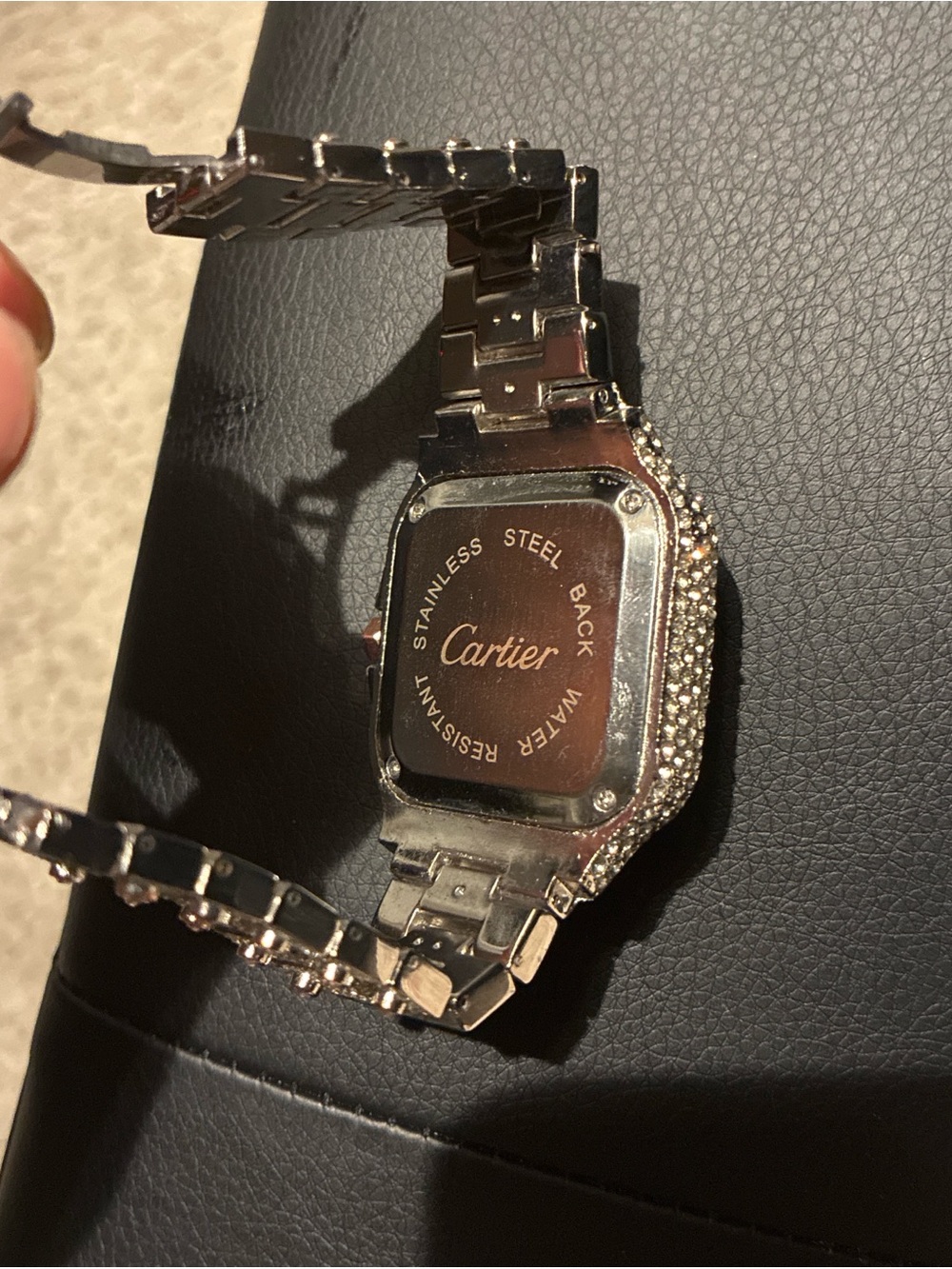 Cartier Silver Tone Crystal-Trim Wristwatch